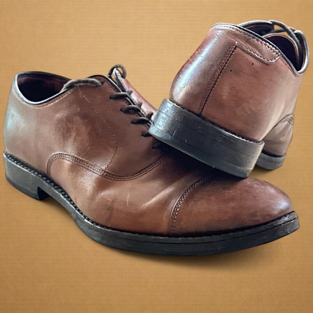 Allen Edmonds Good Vintage Oxford Mens 10E Brown Good Cap-Toe Leather Laced
